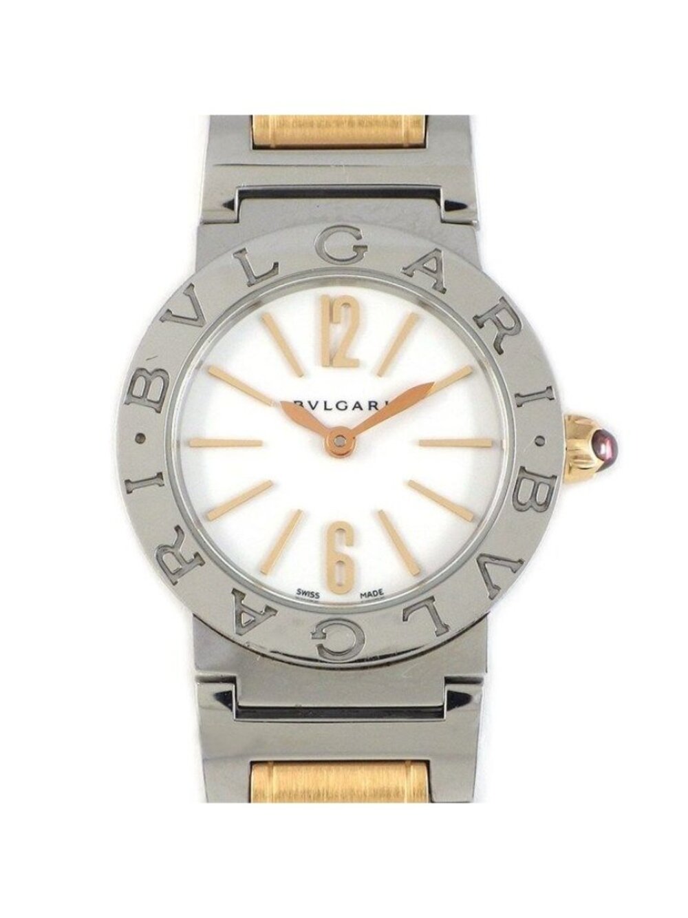 Bvlgari Watch White Dial 18k Pink Gold SS Quartz Analog